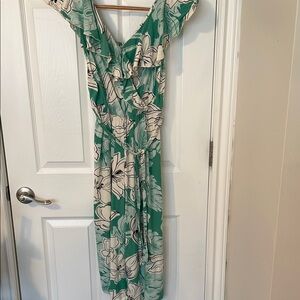 Luxology Green and White Ruffled Jumpsuit